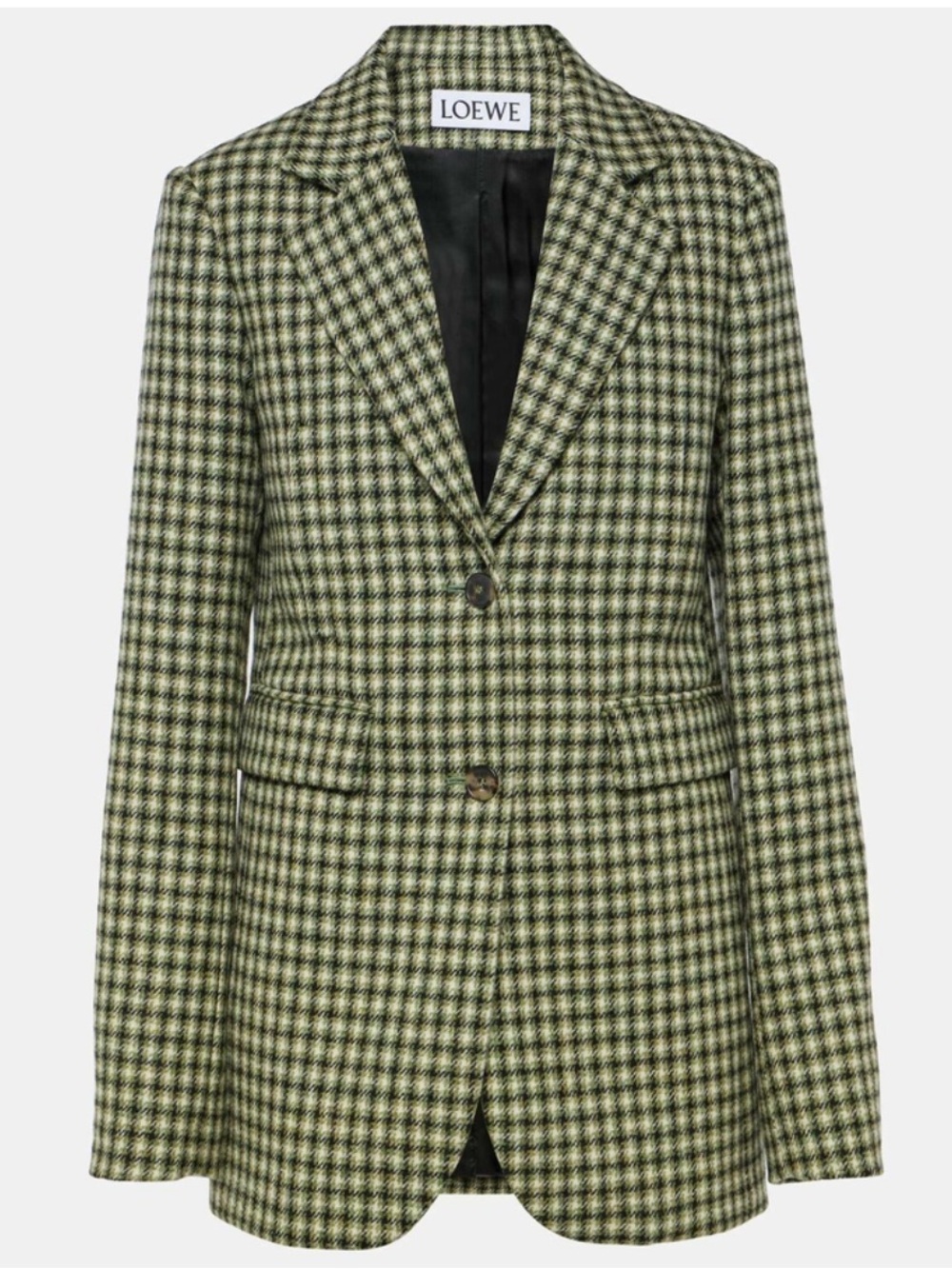 Loewe Houndstooth Tweed Wool Blazer Green Black